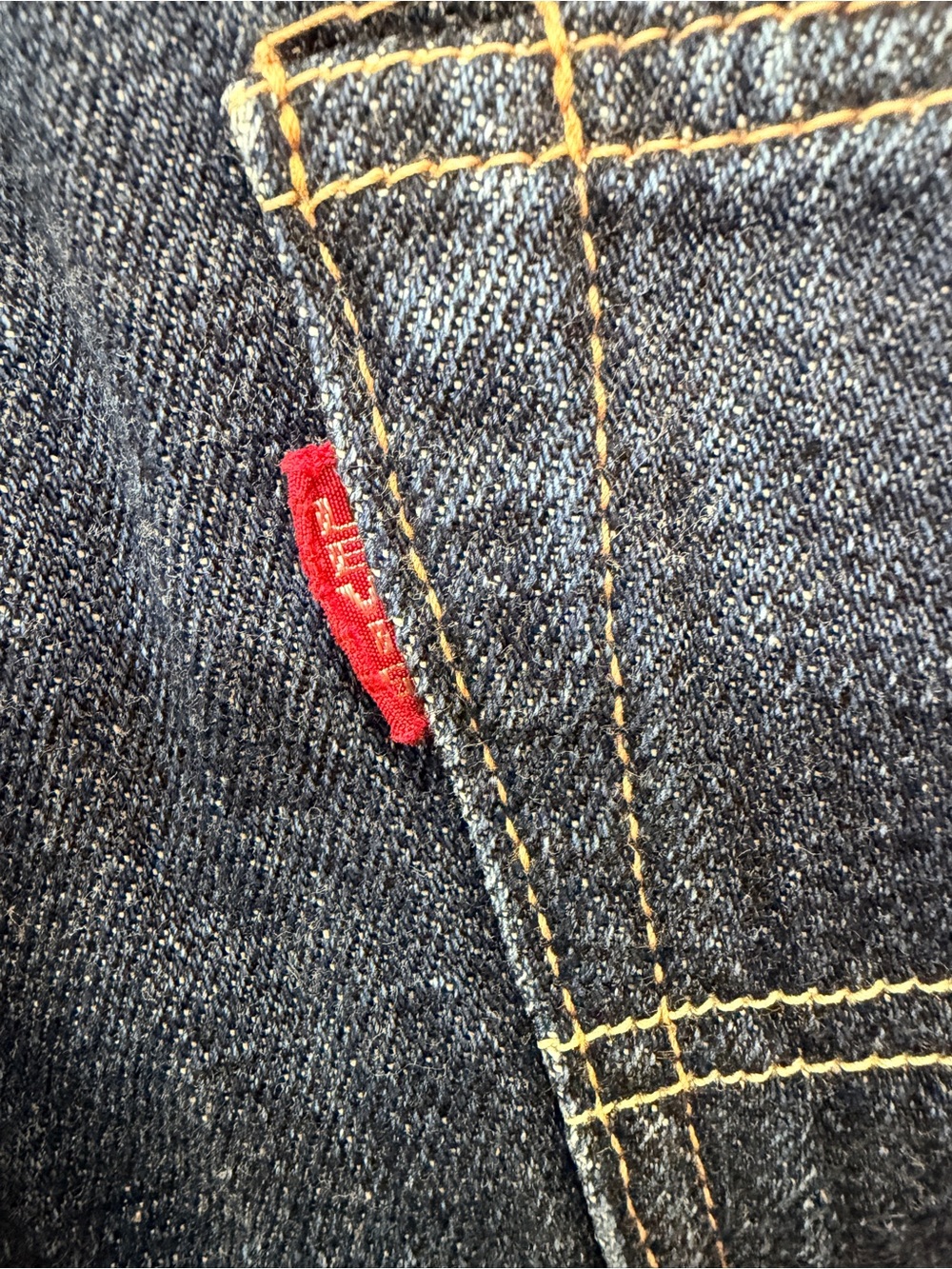 Vintage Levi’s redline selvedge, Big E, from the early 2000s. Made in Japan